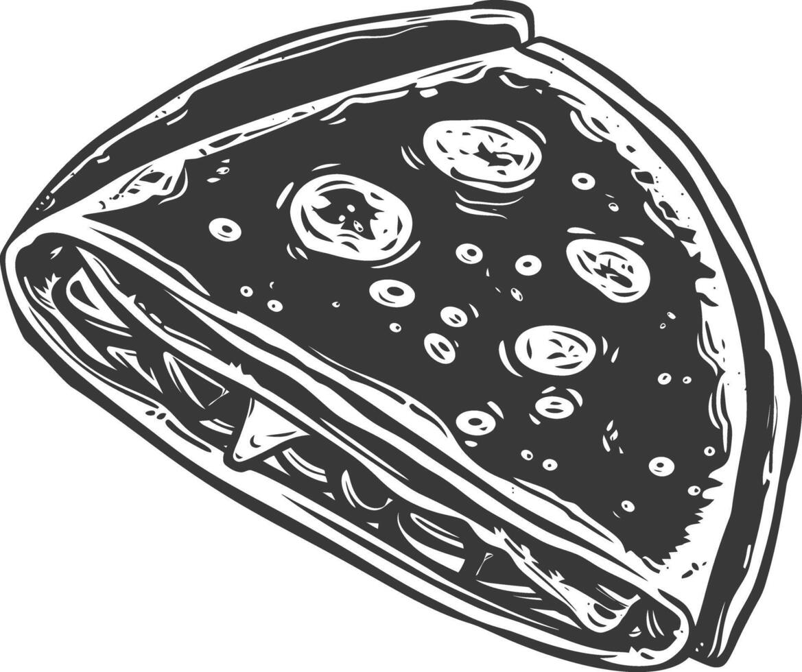 AI generated silhouette quesadilla mexican food black color only vector