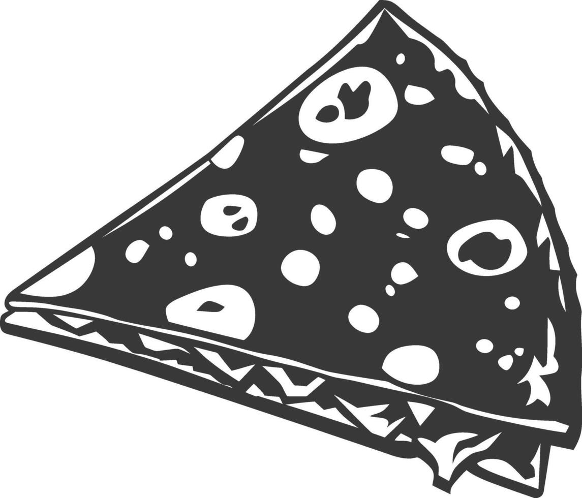 AI generated silhouette quesadilla mexican food black color only vector