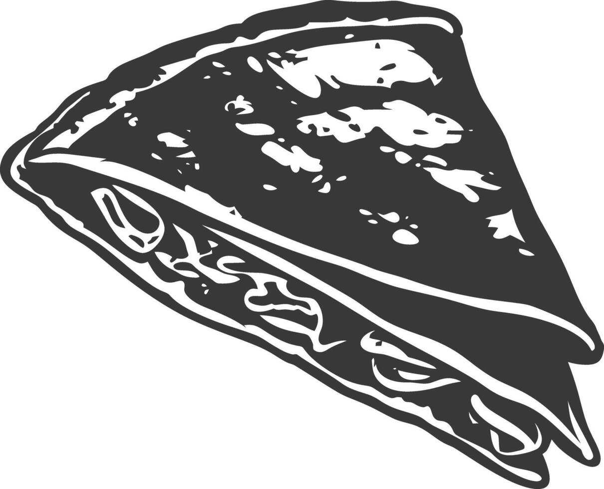 AI generated silhouette quesadilla mexican food black color only vector