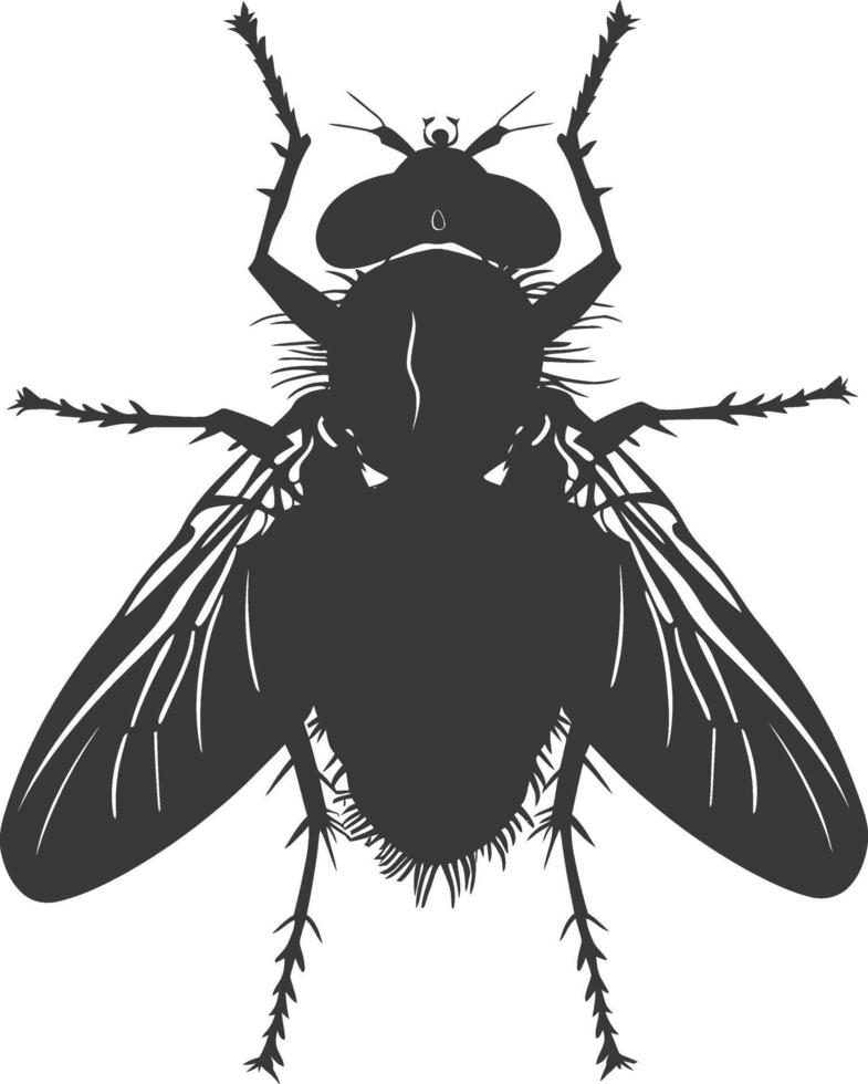 AI generated Silhouette Fly Insect animal black color only full vector