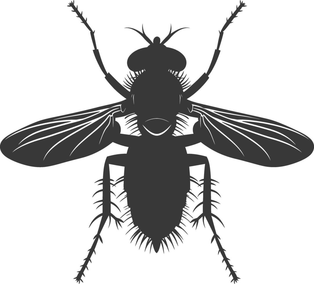 AI generated Silhouette Fly Insect animal black color only full vector