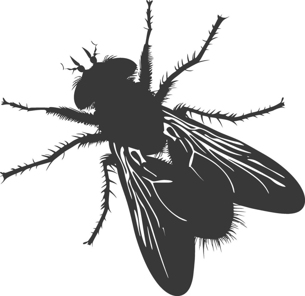 AI generated Silhouette Fly Insect animal black color only full vector