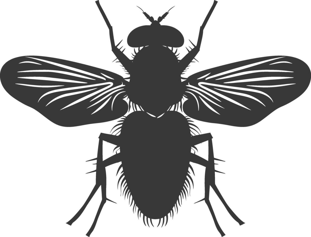 AI generated Silhouette Fly Insect animal black color only full vector