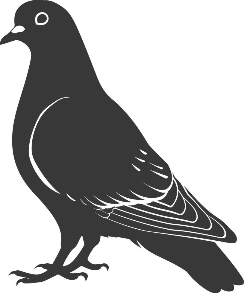 AI generated Silhouette dove bird animal black color only full body vector