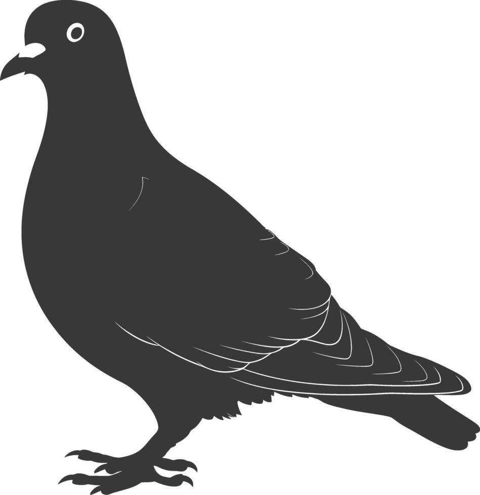 AI generated Silhouette dove bird animal black color only full body vector