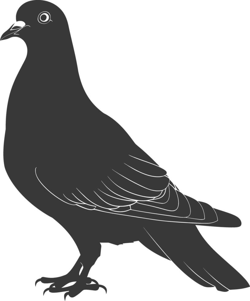 AI generated Silhouette dove bird animal black color only full body vector