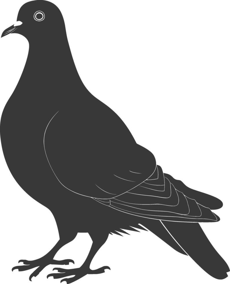 AI generated Silhouette dove bird animal black color only full body vector