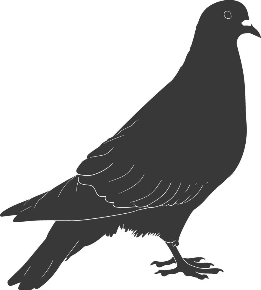 AI generated Silhouette dove bird animal black color only full body vector