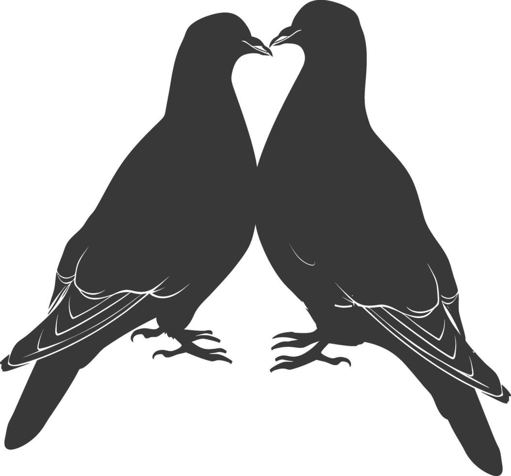 AI generated Silhouette dove bird animal couple pigeon black color only vector