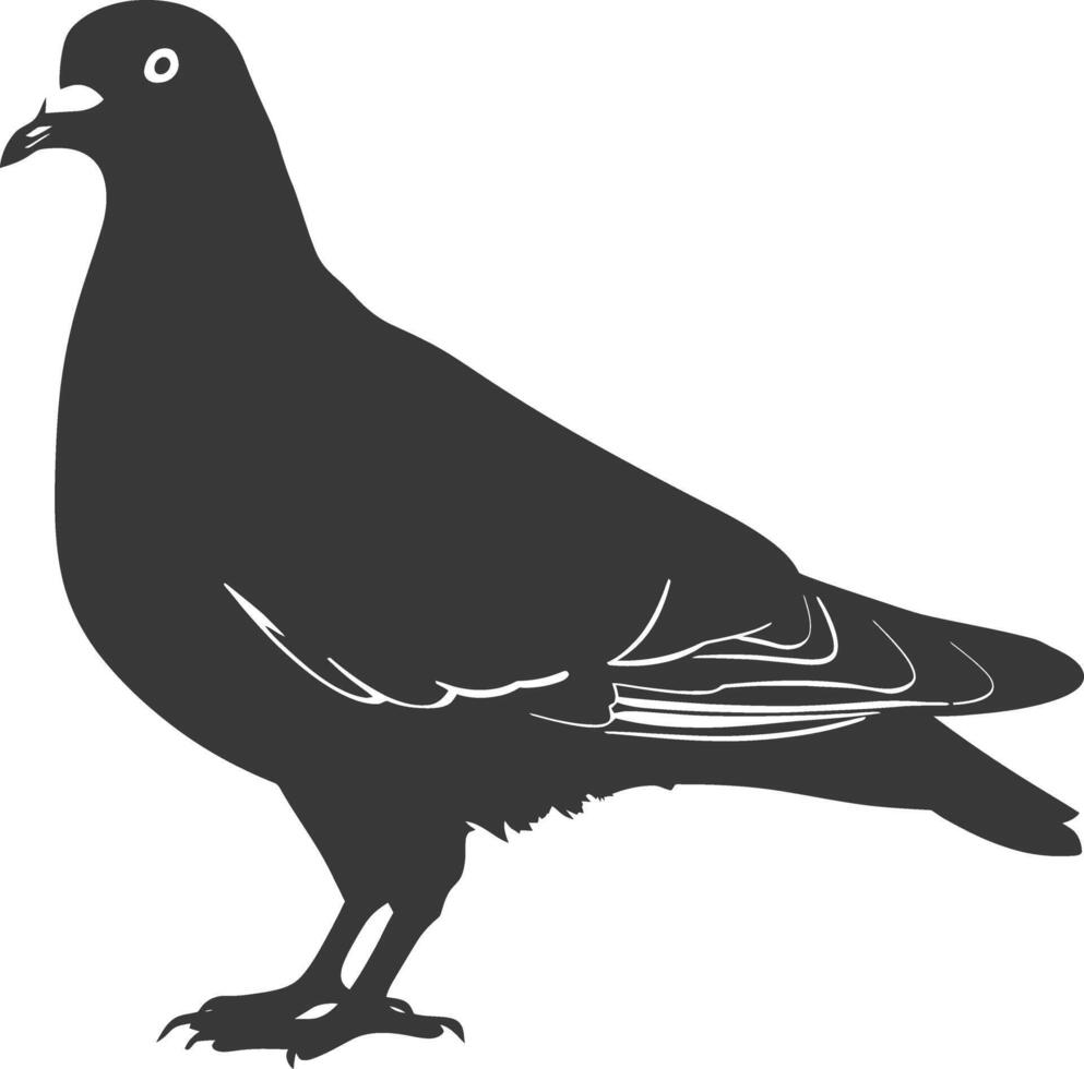 AI generated Silhouette dove bird animal black color only full body vector
