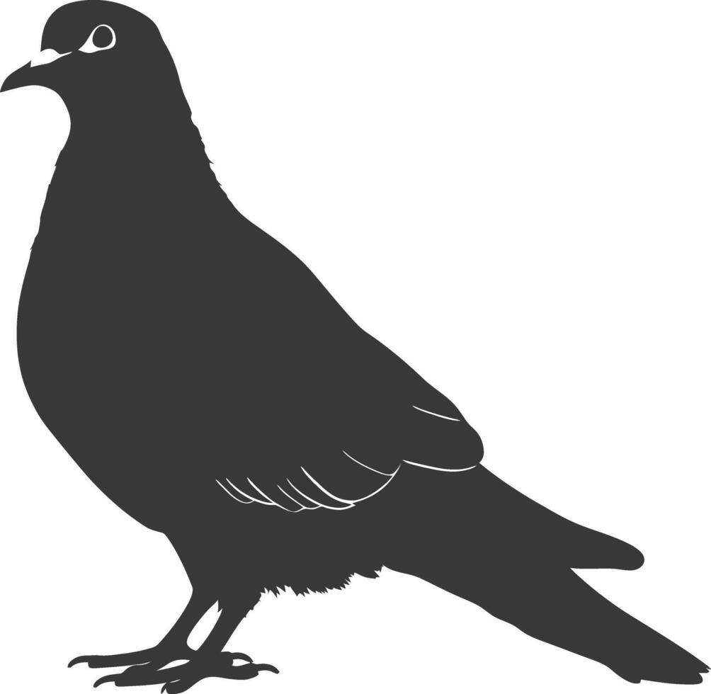 AI generated Silhouette dove bird animal black color only full body vector