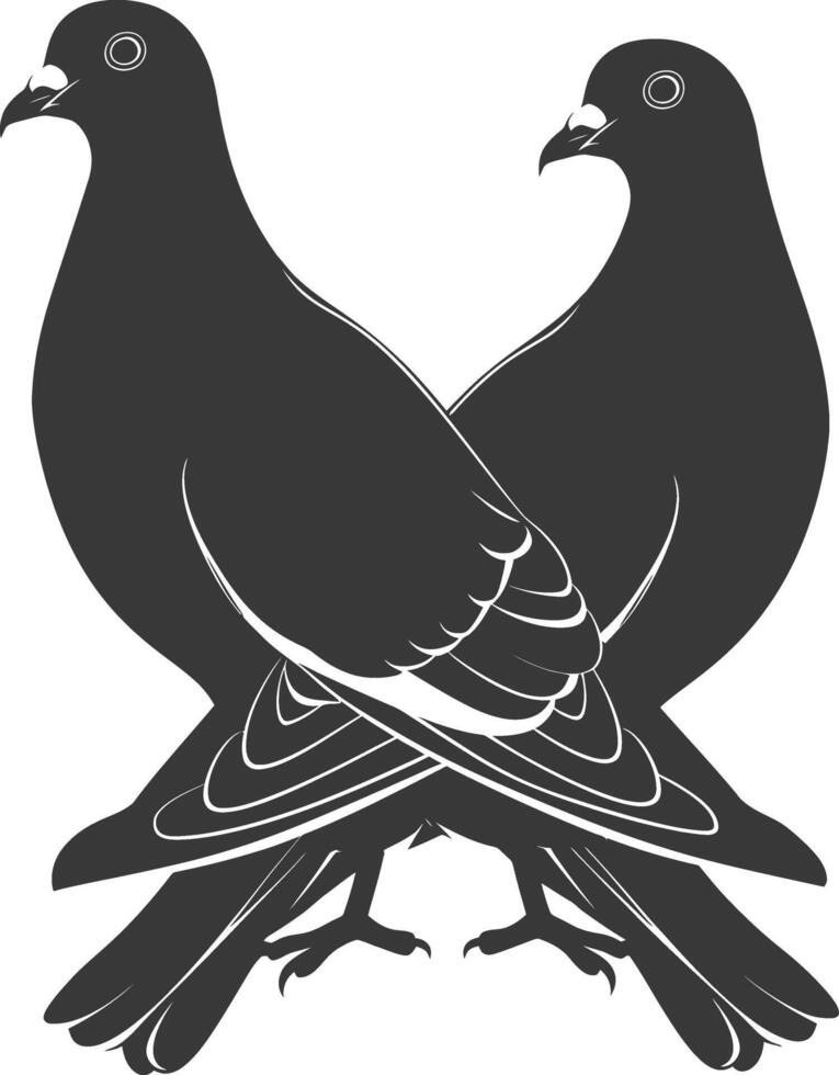 AI generated Silhouette dove bird animal couple pigeon black color only vector