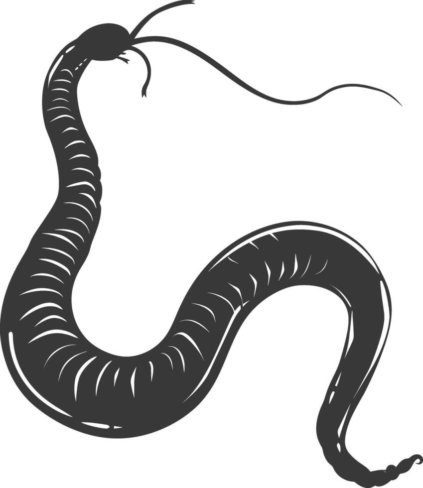 AI generated Silhouette earthworm animal black color only full body vector