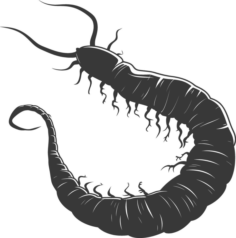 AI generated Silhouette earthworm animal black color only full body vector