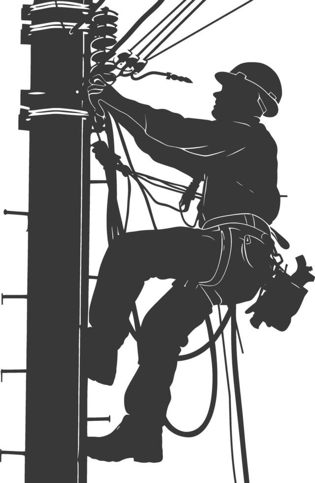 AI generated Silhouette electrician in action full body black color only vector