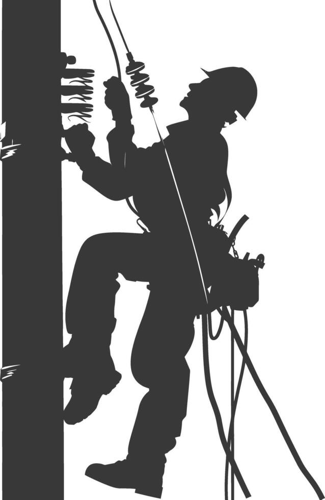 AI generated Silhouette electrician in action full body black color only vector