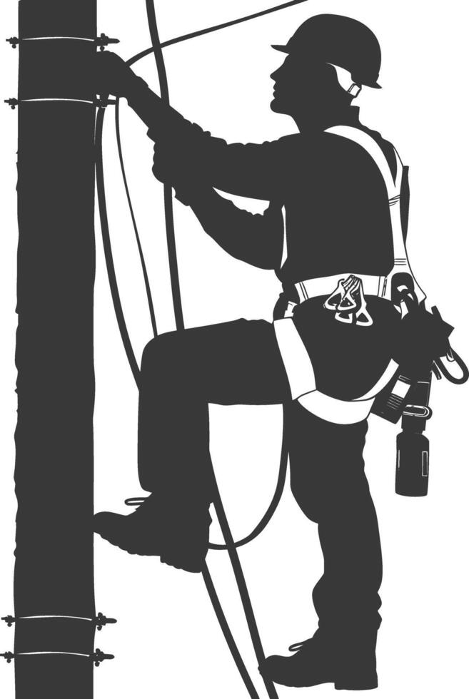 AI generated Silhouette electrician in action full body black color only vector