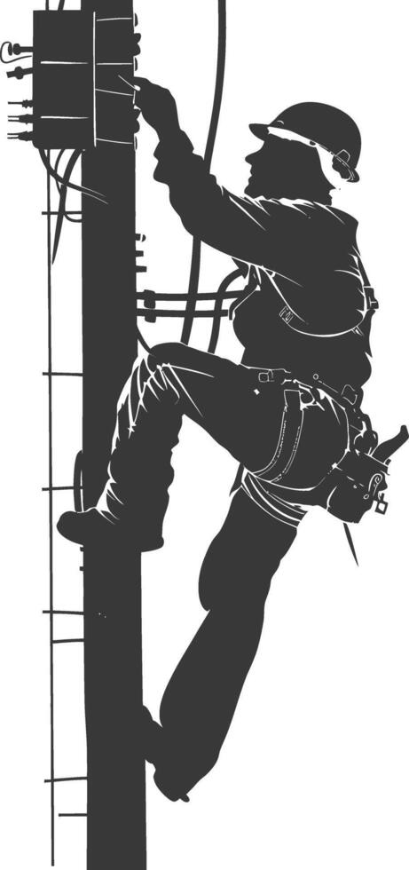 AI generated Silhouette electrician in action full body black color only vector