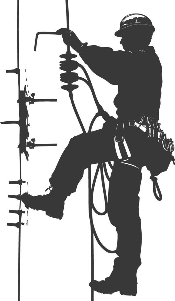 AI generated Silhouette electrician in action full body black color only vector