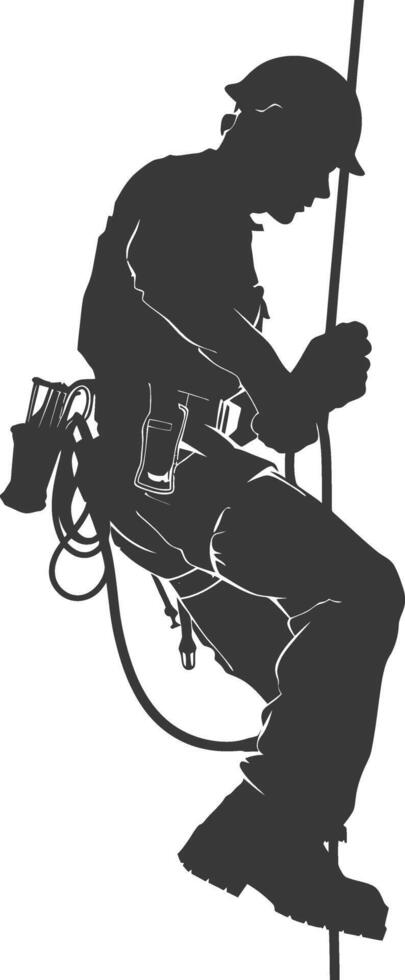 AI generated Silhouette electrician in action full body black color only vector