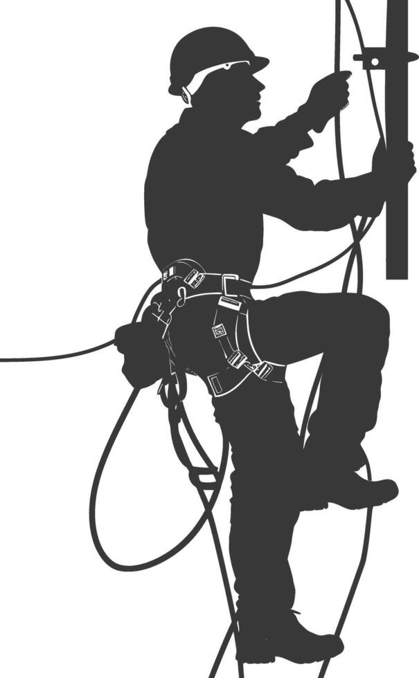AI generated Silhouette electrician in action full body black color only vector
