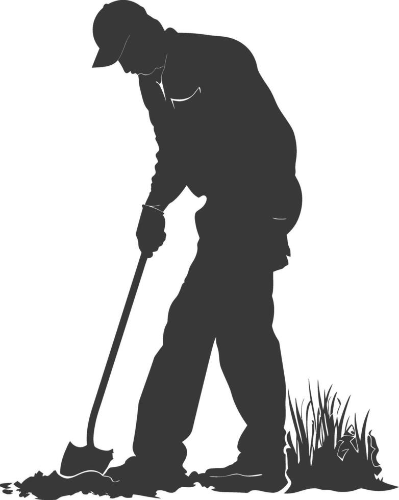 AI generated Silhouette gardener in action full body black color only vector