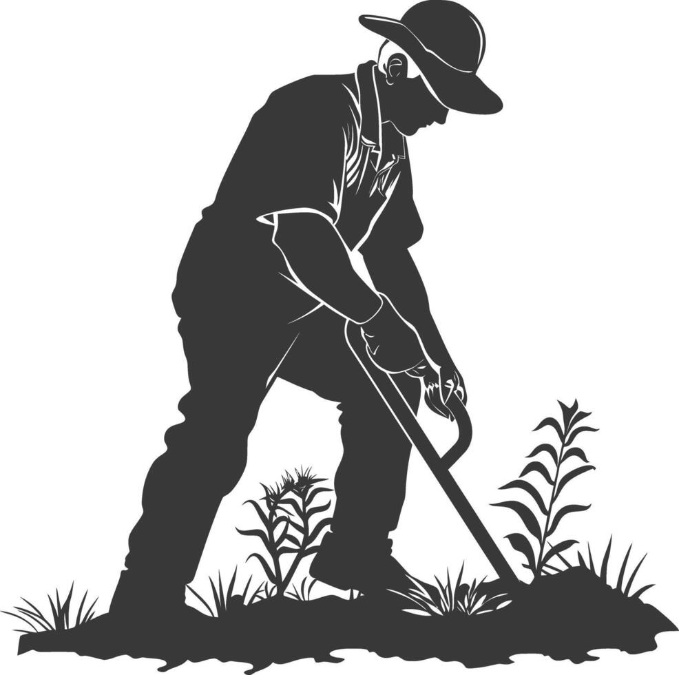 AI generated Silhouette gardener in action full body black color only vector