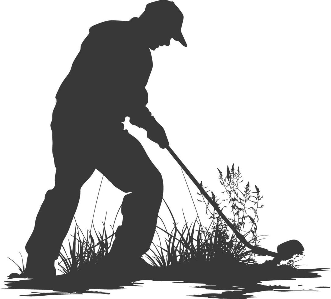 AI generated Silhouette gardener in action full body black color only vector