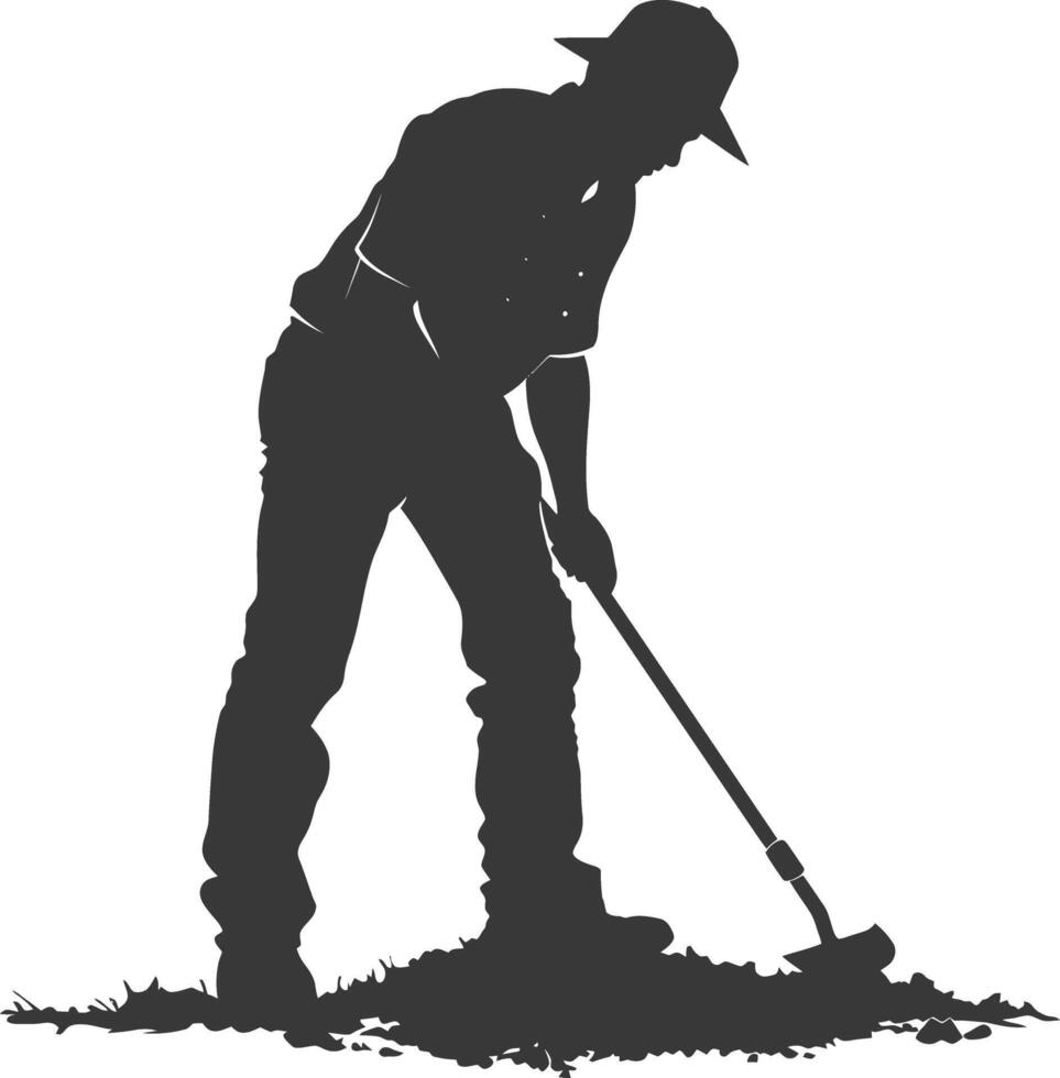 AI generated Silhouette gardener in action full body black color only vector