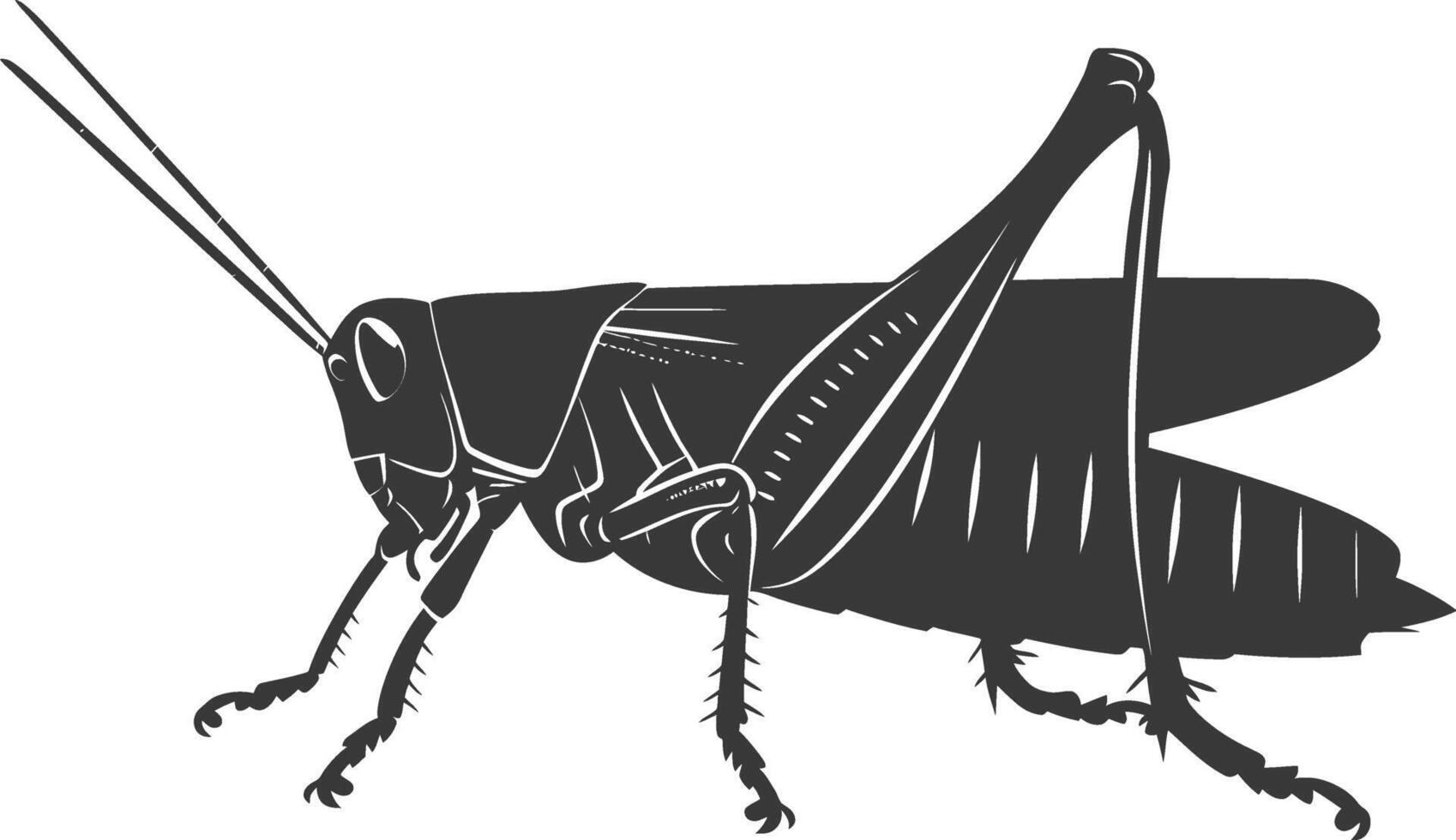 AI generated Silhouette grasshopper Insect animal black color only vector