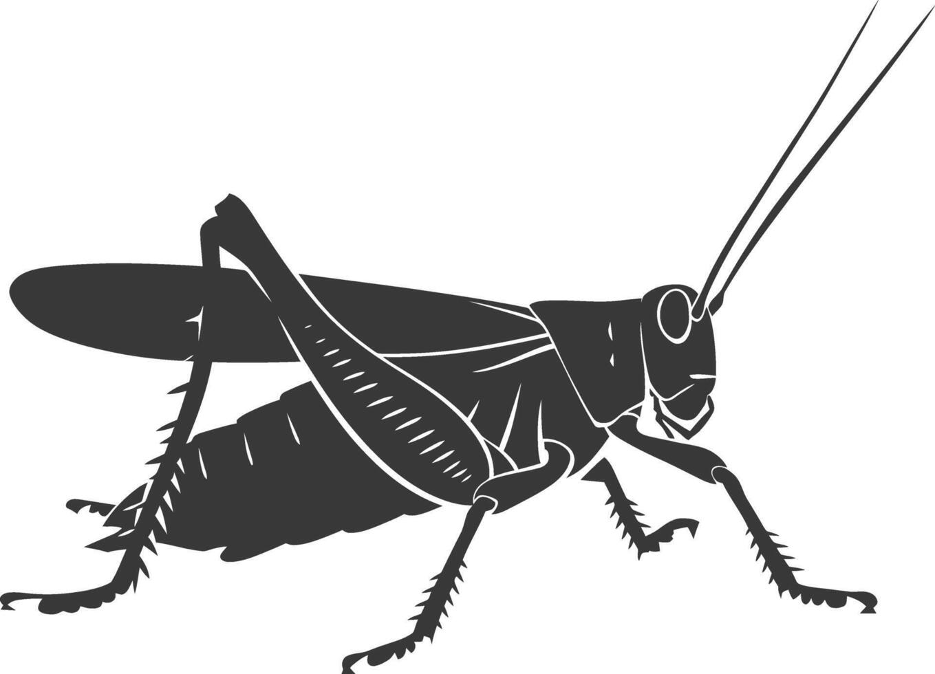 AI generated Silhouette grasshopper Insect animal black color only vector