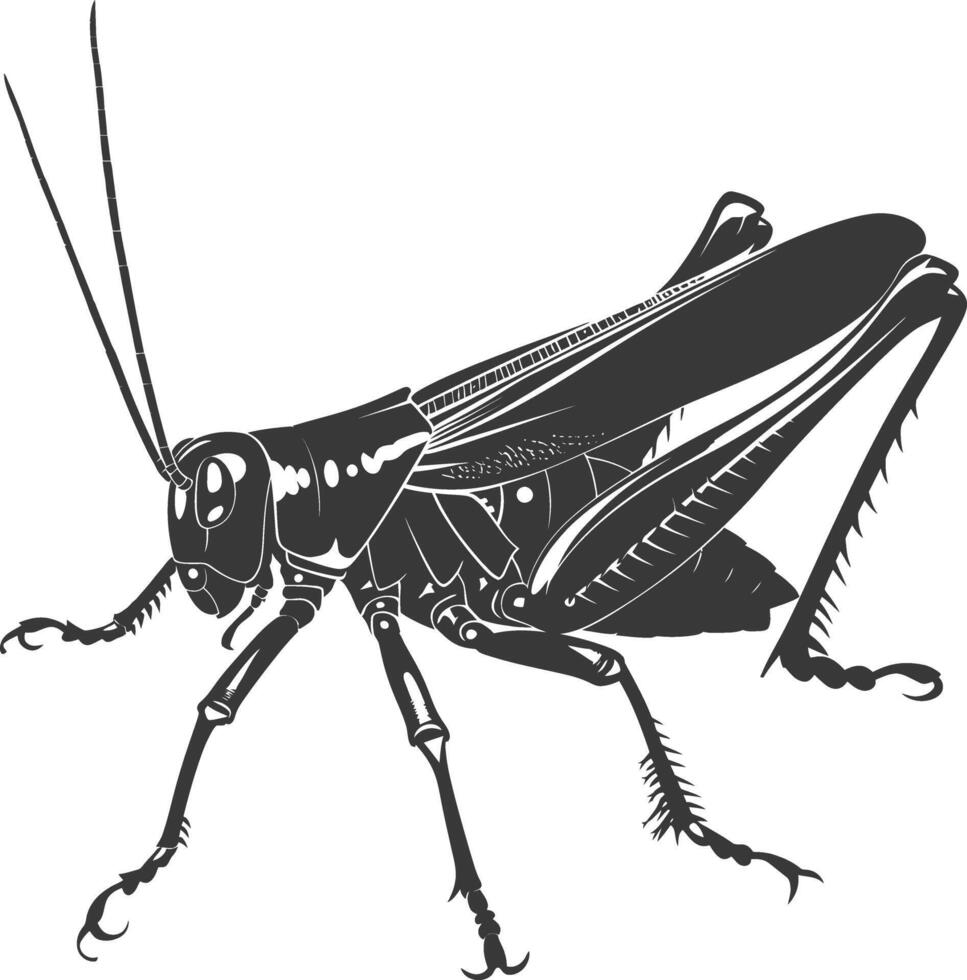 AI generated Silhouette grasshopper Insect animal black color only vector