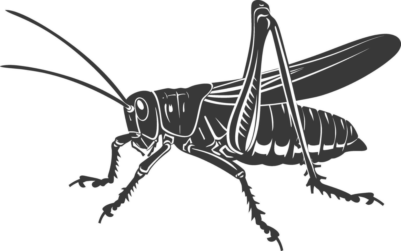 ai generado silueta saltamontes insecto animal negro color solamente vector