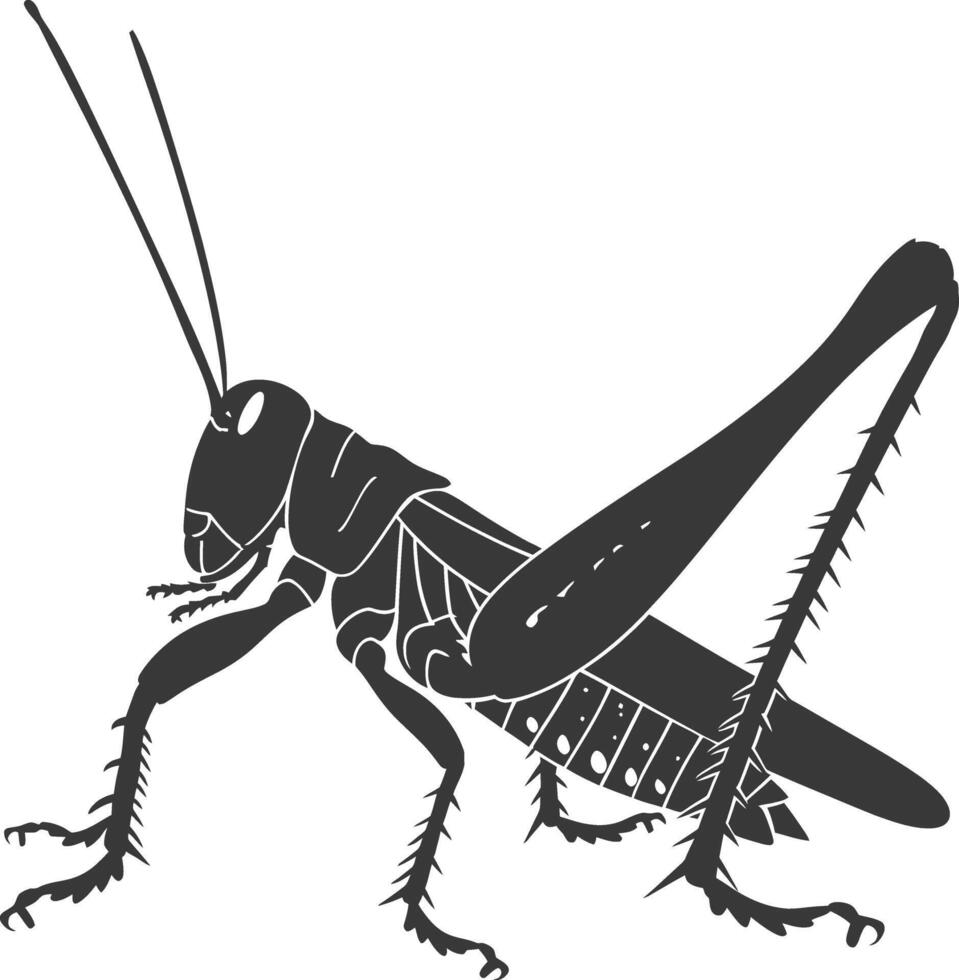 AI generated Silhouette grasshopper Insect animal black color only vector