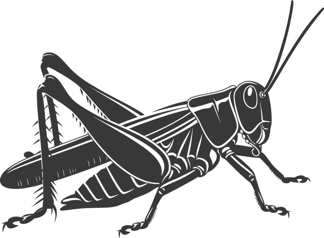 AI generated Silhouette grasshopper Insect animal black color only vector