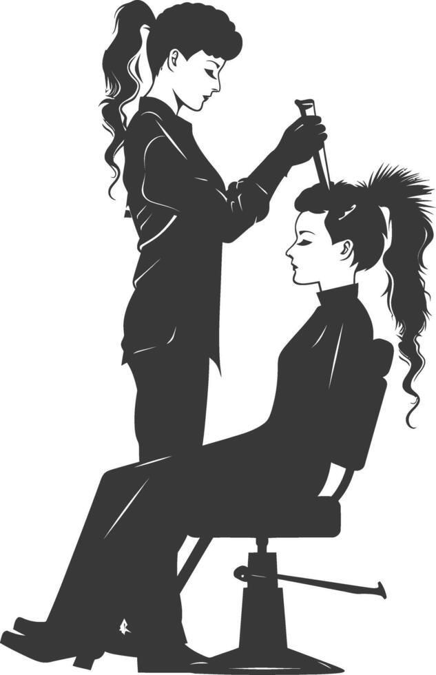 AI generated Silhouette hairdresser in action full body black color only vector
