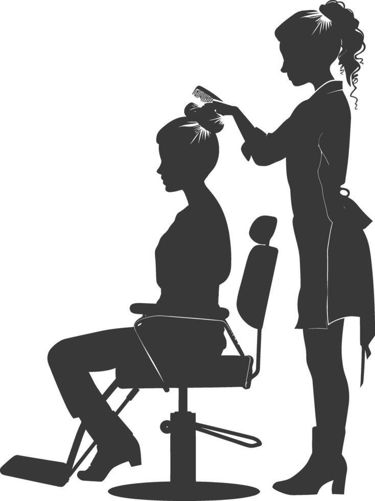 AI generated Silhouette hairdresser in action full body black color only vector