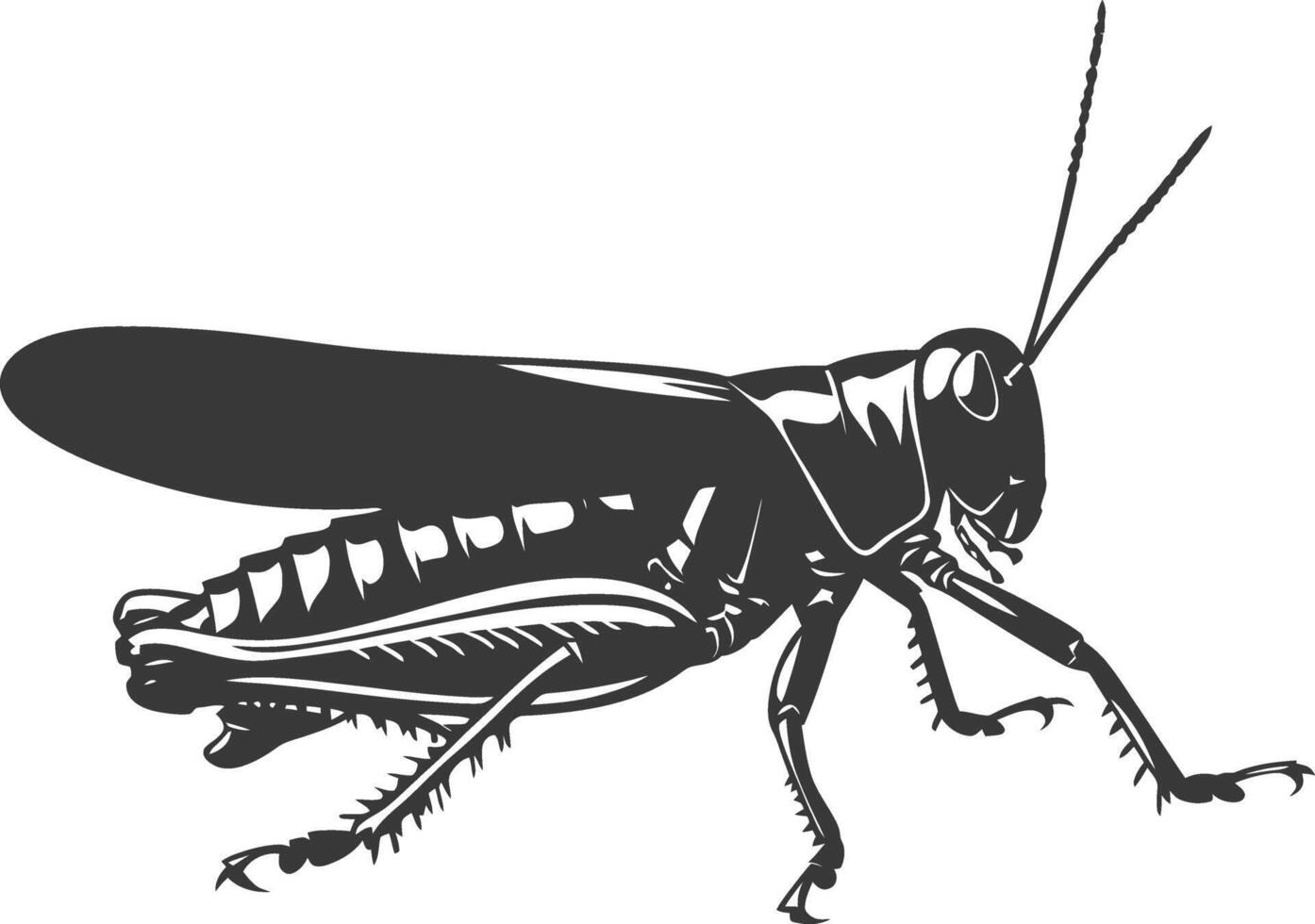 AI generated Silhouette grasshopper Insect animal black color only vector