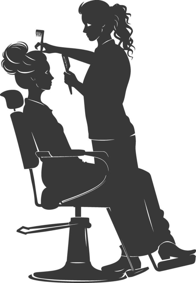 AI generated Silhouette hairdresser in action full body black color only vector