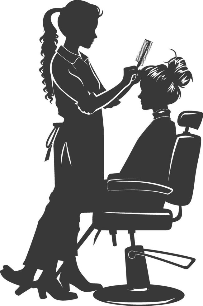 AI generated Silhouette hairdresser in action full body black color only vector