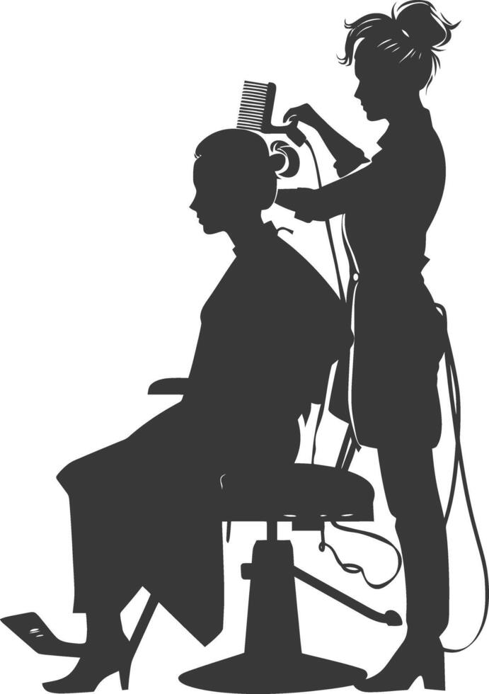 AI generated Silhouette hairdresser in action full body black color only vector