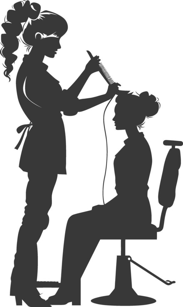 AI generated Silhouette hairdresser in action full body black color only vector