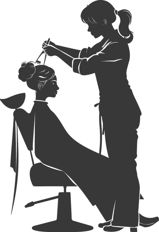 AI generated Silhouette hairdresser in action full body black color only vector