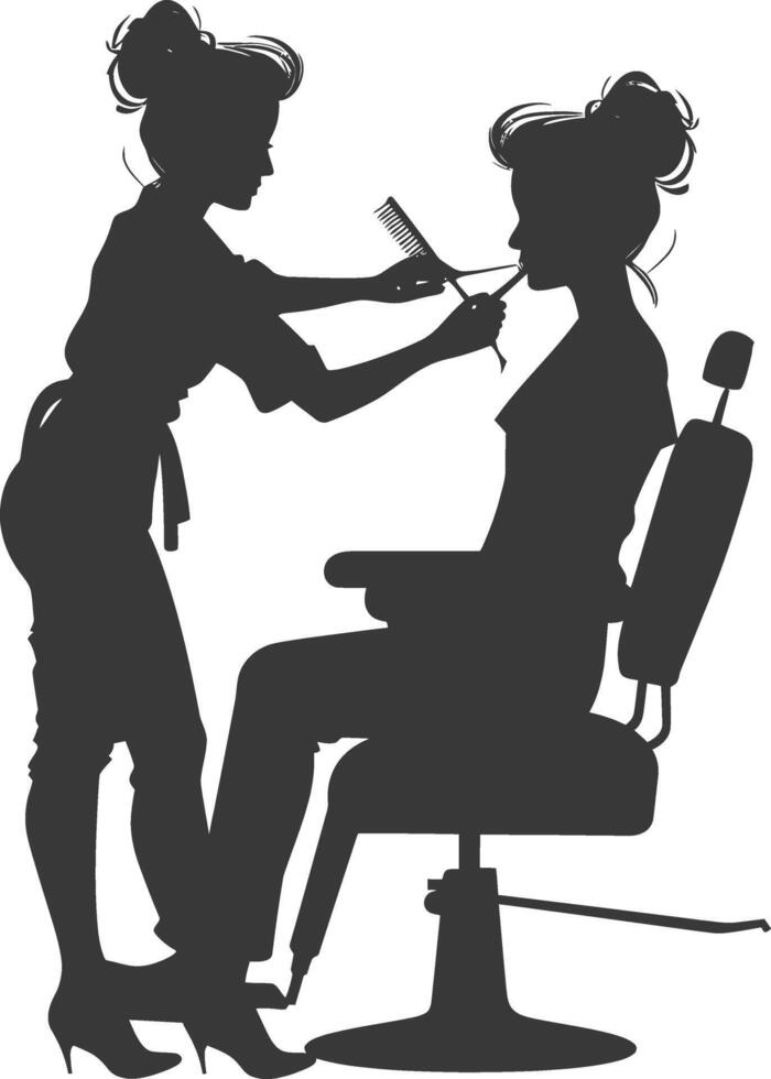 AI generated Silhouette hairdresser in action full body black color only vector