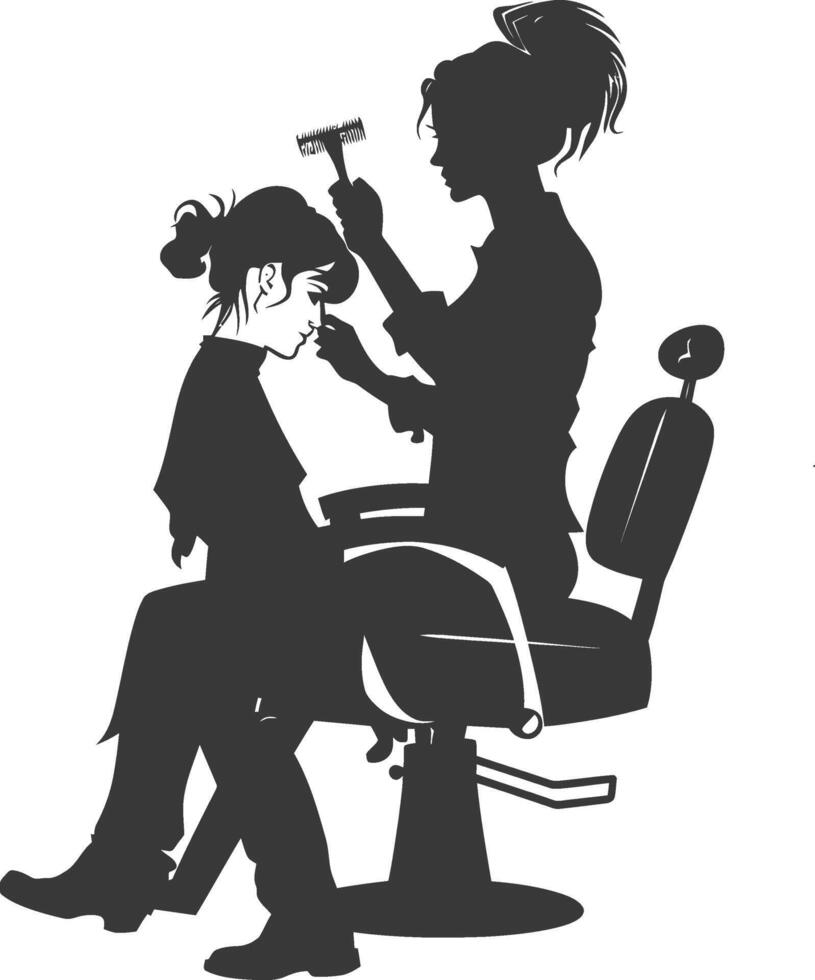 AI generated Silhouette hairdresser in action full body black color only vector