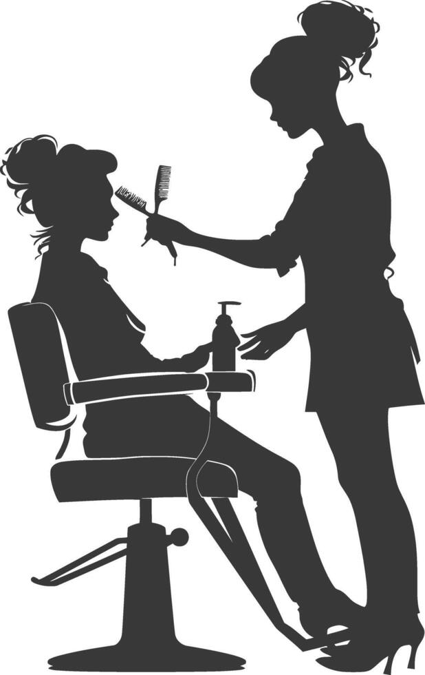 AI generated Silhouette hairdresser in action full body black color only vector