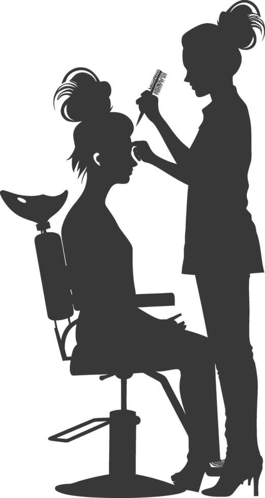 AI generated Silhouette hairdresser in action full body black color only vector