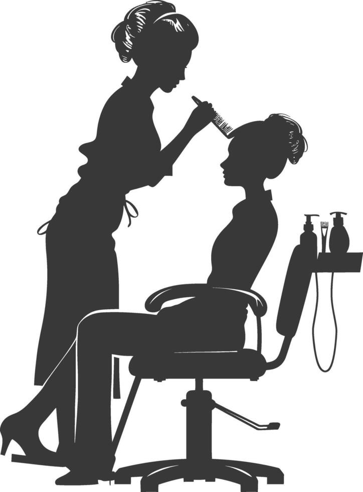 AI generated Silhouette hairdresser in action full body black color only vector