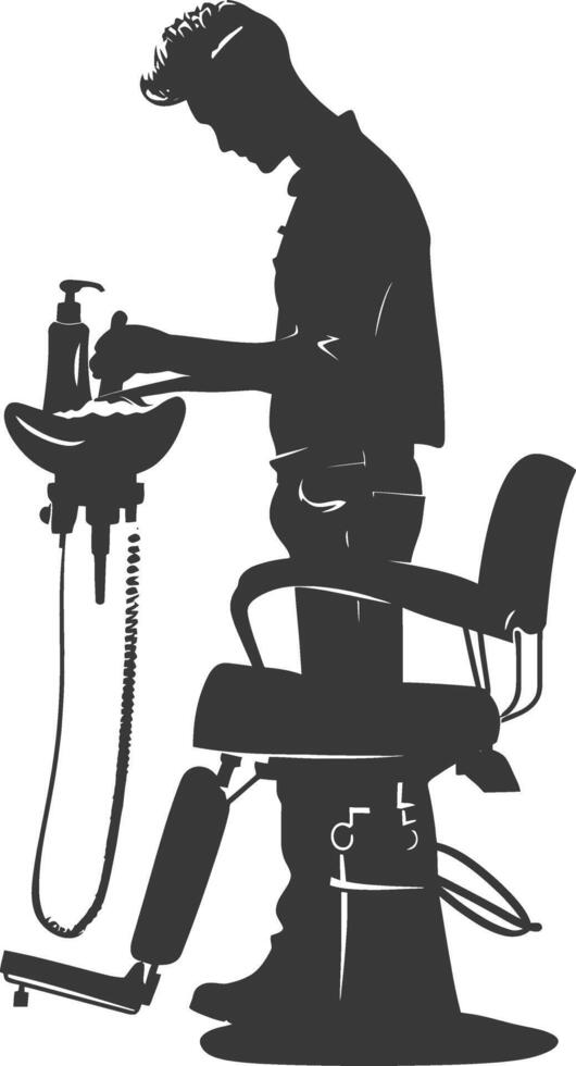 AI generated Silhouette hairdresser in action full body black color only vector
