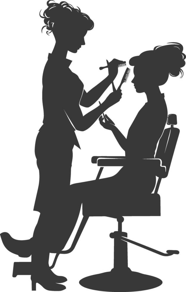 AI generated Silhouette hairdresser in action full body black color only vector